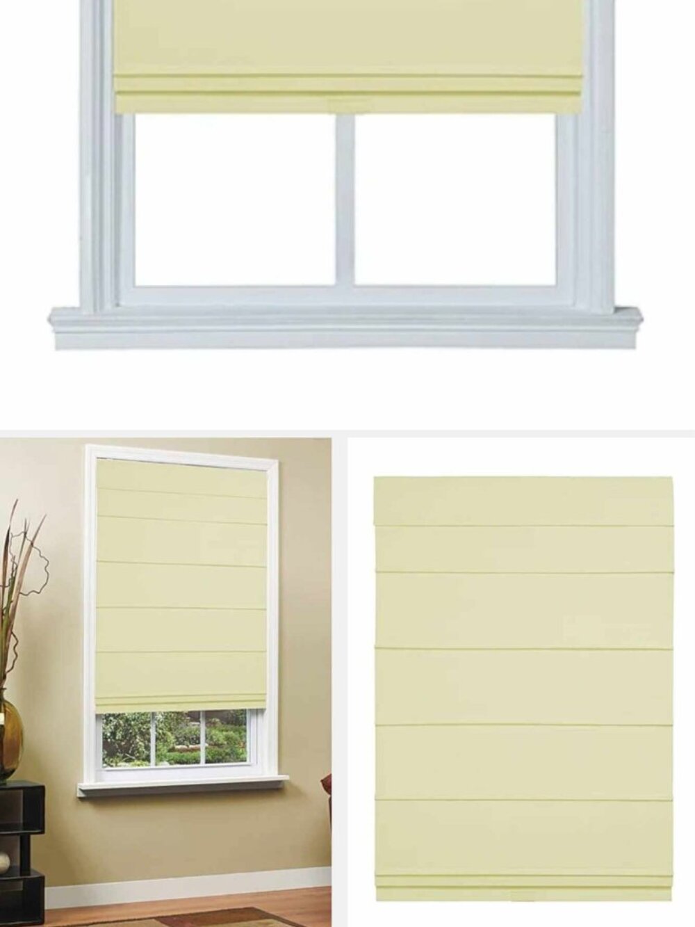 Cordless Room Darkening Fabric Roman Shade Ivory 31 in x 64 in Child Safe Blind